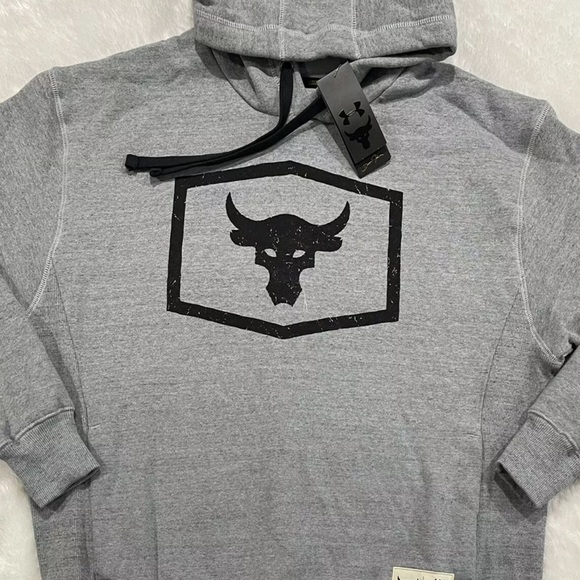 Under Armour Project Rock Warm-Up Hoodie Sweatshirt Pullover Gray - Picture 5 of 10